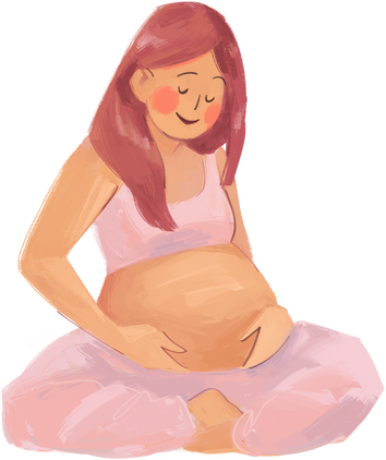 Painted Handdrawn Meditating Mom